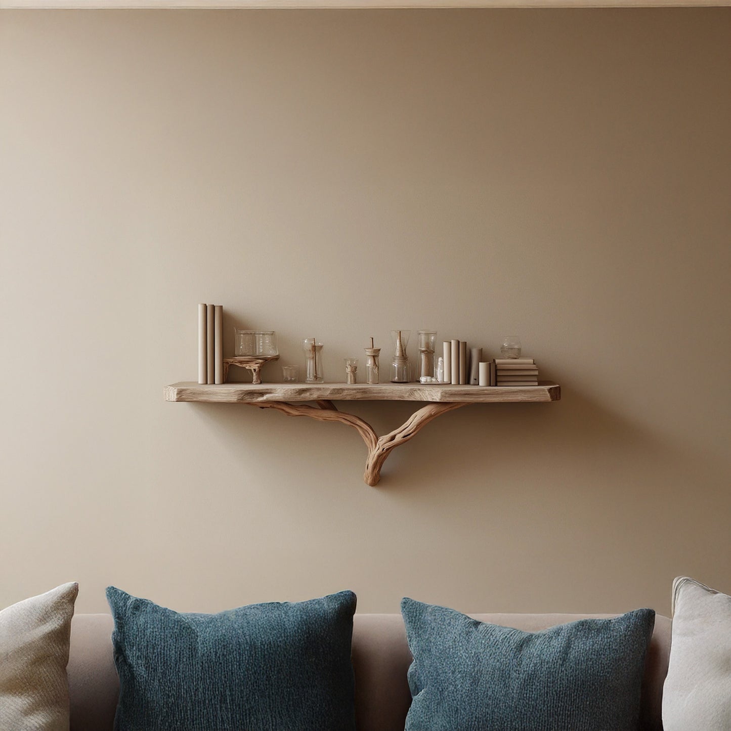 Floating bookshelf tree driftwood branch bookcase solid wood art wall mount rustic book shelf